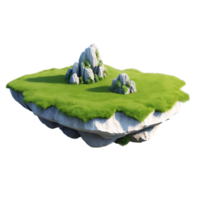 3d model of a small island with grass and rocks png
