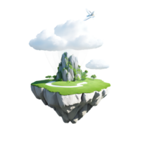 an island with a small rock and clouds png