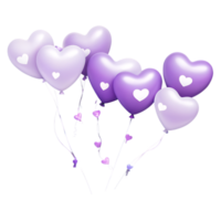 purple heart shaped balloons on a transparent background png