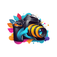 Camera with a lens and a flower on it png