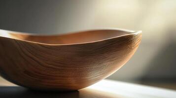 A wooden bowl sitting on a table photo