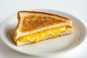 A grilled cheese sandwich on a white plate photo