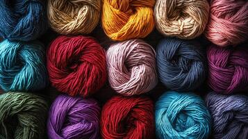 A variety of yarns in different colors photo