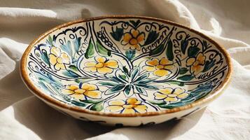 A bowl with a floral design on it photo