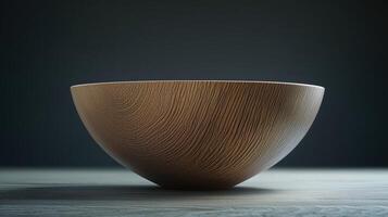 A wooden bowl sitting on a table photo