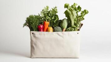 A canvas bag filled with vegetables photo