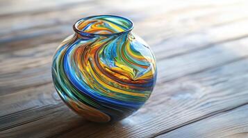A vase with a colorful design on it photo