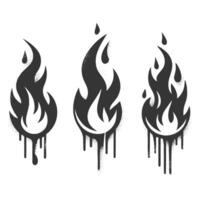Three different types of flames with dripping paint vector