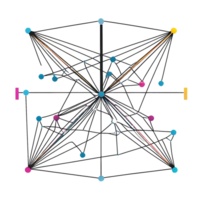 Network diagram with colored dots transparent background png