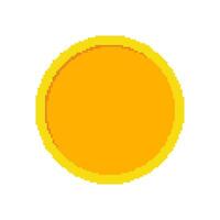 Pixel Art Gold Empty Coin Icon. 8-bit Retro Game Style. Blank Golden Coin for Game. Isolated Illustration vector