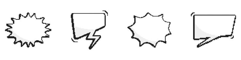 Pixelated Dialogue Bubbles Icons. Retro Speech Bubbles Icon Set in Pixel Art. Old Nostalgic Design. Isolated Illustration vector