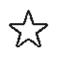Pixelated Star Icon. Five Pointed Star in Retro Pixel Art Style. Achievement and Rating Symbol. Isolated Illustration vector