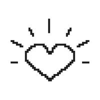 Pixelated Heart Icon with Radiating Lines. Love and Affection Symbol in Pixel Art Style. Romantic and Positive Emotion. Isolated Illustration vector