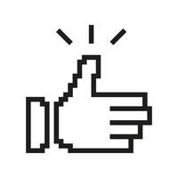 Pixelated Thumbs Up Icon with Approval Marks. Positive Feedback Symbol in Pixel Art Style. Approval and Success. Isolated Illustration vector