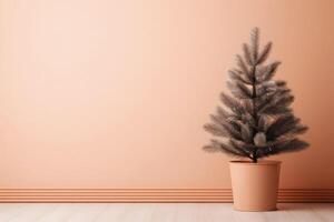 Christmas Tree on minimalistic background with copy space. photo