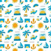 Seamless pattern with animals and elements of nature vector