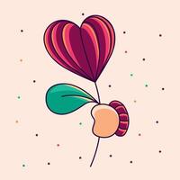 Illustration of flower with red petals in heart shape in colorful style, as a symbol of Valentine's Day vector
