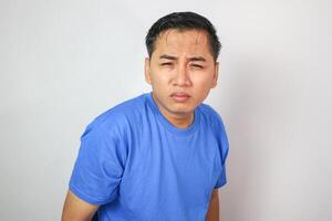 Poor Eyesight. Young Man Can't See, Having Problems With Vision, Looking At Camera. Ophthalmic Issue, Bad Sight In Older Age, Macular Degeneration Concept photo