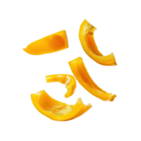 Falling yellow sweet pepper slices isolate on transparency background png
