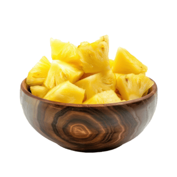 affettato pezzi di ananas nel ciotola davanti Visualizza isolato su trasparenza sfondo png