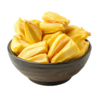 Sliced pieces of jackfruit in bowl front view isolate on transparency background png