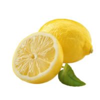 Lemon whole and a half, clipping path isolate on transparency background png