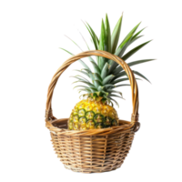 Pineapple in a basket isolate on transparency background png