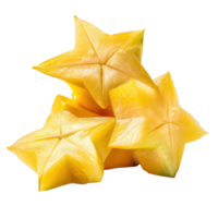 Cubes of star fruit isolate on transparency background png