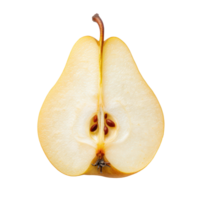 A slice of pear, clipping path top view isolate on transparency background png