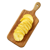 Sliced Potatoe on chopping board top view isolate on transparency background png