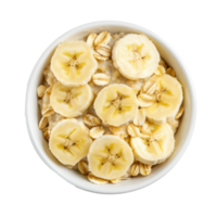 Slices of Banana in Oatmeal bowl isolate on transparency background png