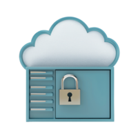 3d Cloud padlock as filing cabinet and folder isolate on transparency background png