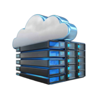 3D Digital cloud and database storage side view isolate on transparency background png