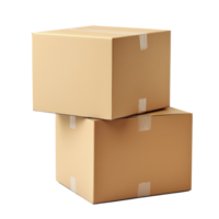 3D Cardboard box stack front view isolate on transparency background png