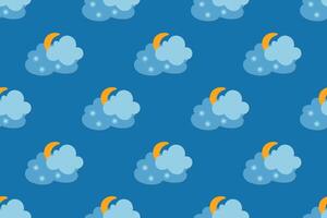 Colorful background with clouds and moons in a blue sky pattern for creative design vector