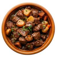 beef stew in a bowl on a transparent background png