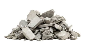 Construction waste in the form of a pile of concrete fragments isolate on transparency background png