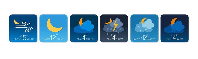 Weather forecast icons displaying various conditions for the week ahead vector
