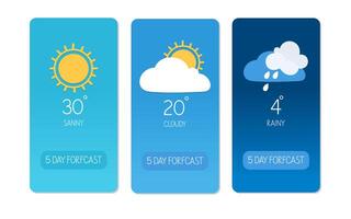 Daily weather forecast displaying sunny, cloudy, and rainy conditions for the week ahead vector