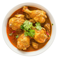 chicken curry in a bowl with cilantro on a transparent background png