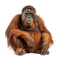 an orangutan sitting in front of a transparent background png