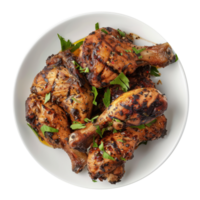 chicken wings with herbs and lemon juice on a plate png