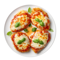 chicken parmesan with basil on a plate png