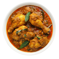 chicken curry in a bowl with spinach and curry sauce png