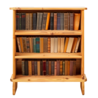 Bookshelf side view full length isolate on white background, png
