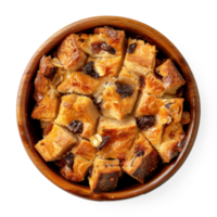 bread pudding in a bowl on a transparent background png
