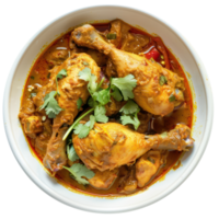 chicken curry in a bowl with cilantro on a transparent background png