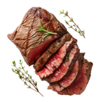 steak with herbs and spices on a transparent background png