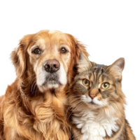 portrait of a dog and a cat looking at the camera isolate on transparent background png