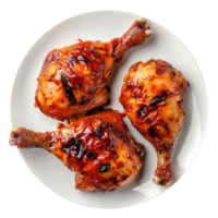 chicken wings on a plate with sauce on it png